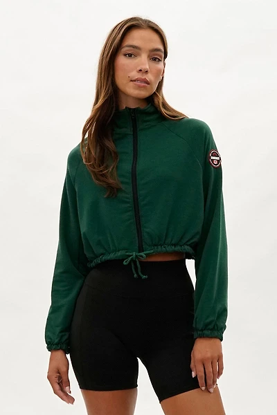 Fahrenheit Cropped Drawstring Lightweight Jacket - Green