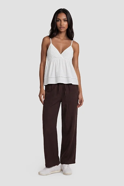 Pants With Drawstrings - Brown