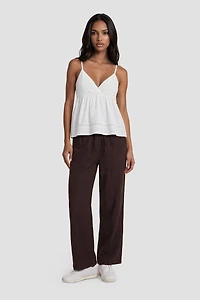 Pants With Drawstrings - Brown