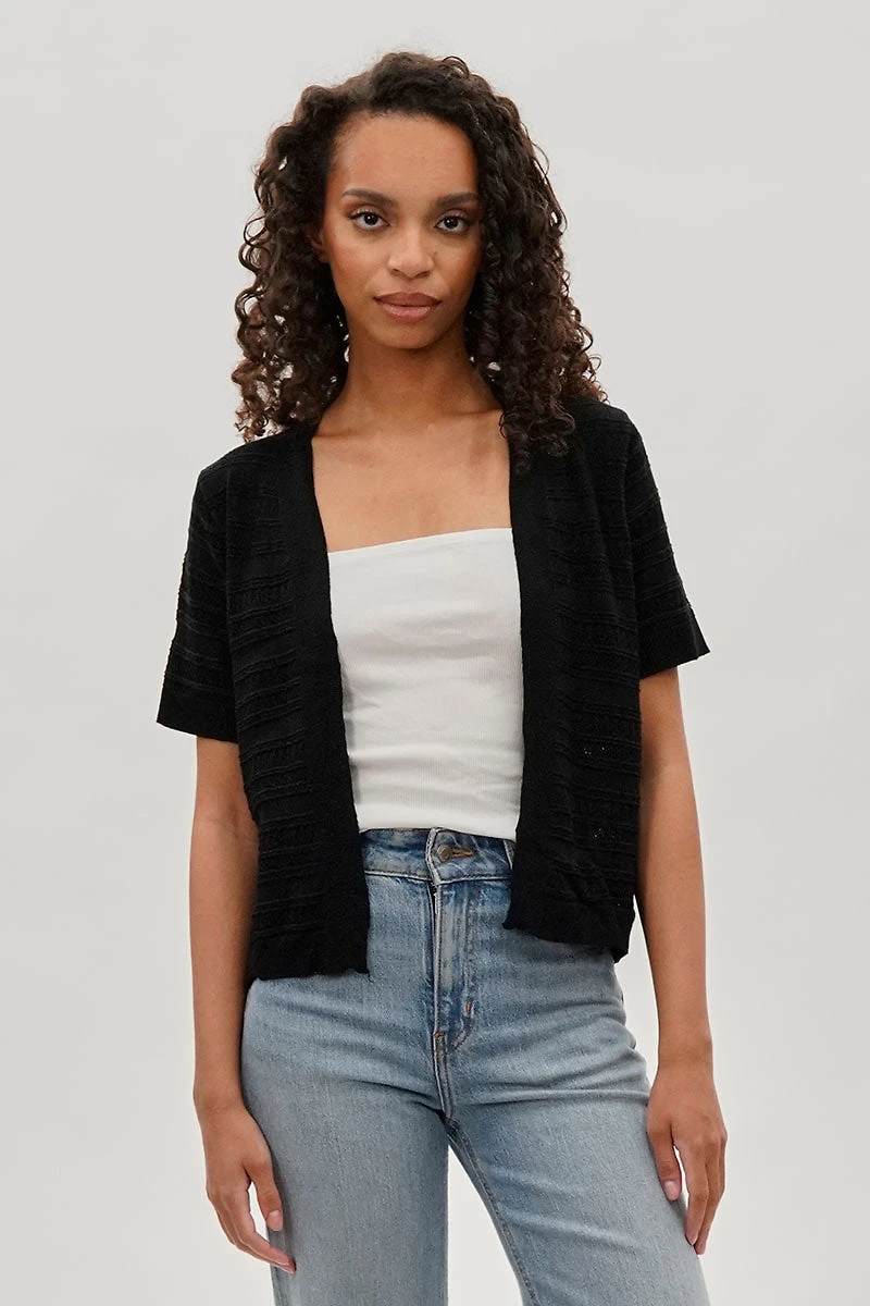 Beechers Brook Short Sleeve Knit Cardigan - Black