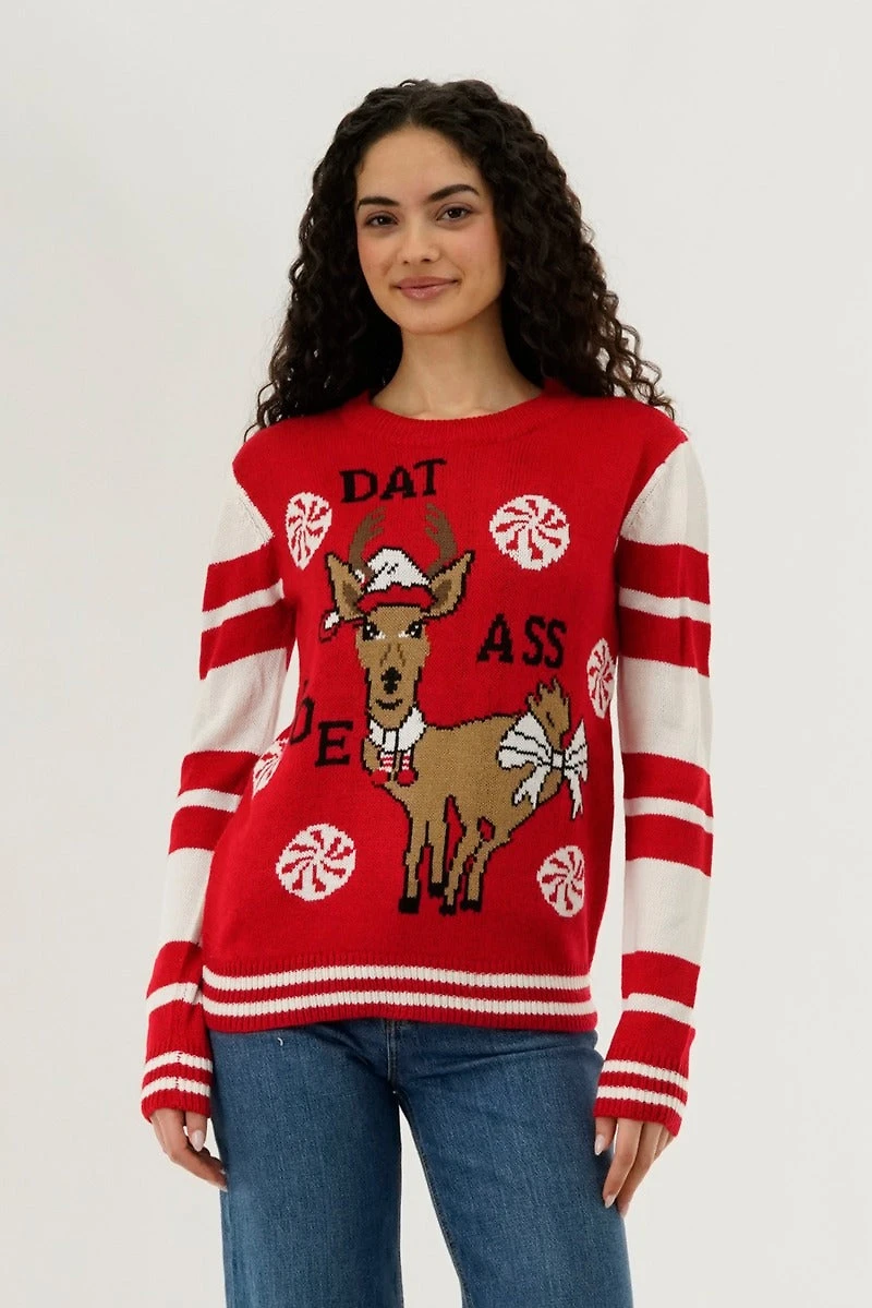 Festive Reindeer Christmas Sweater - Red