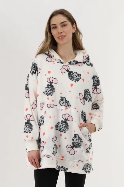 Oversized Fleece Pajama Top - White