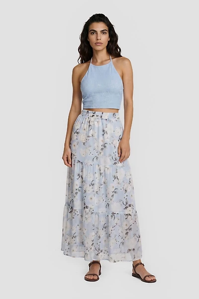 Flower Print Maxi Skirt
