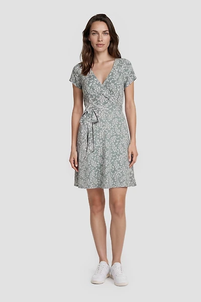 Short Sleeve V-Neck Tie-Up Day Dress