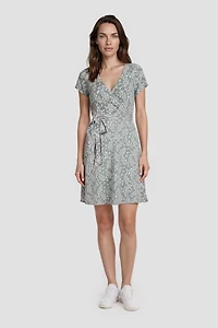 Short Sleeve V-Neck Tie-Up Day Dress