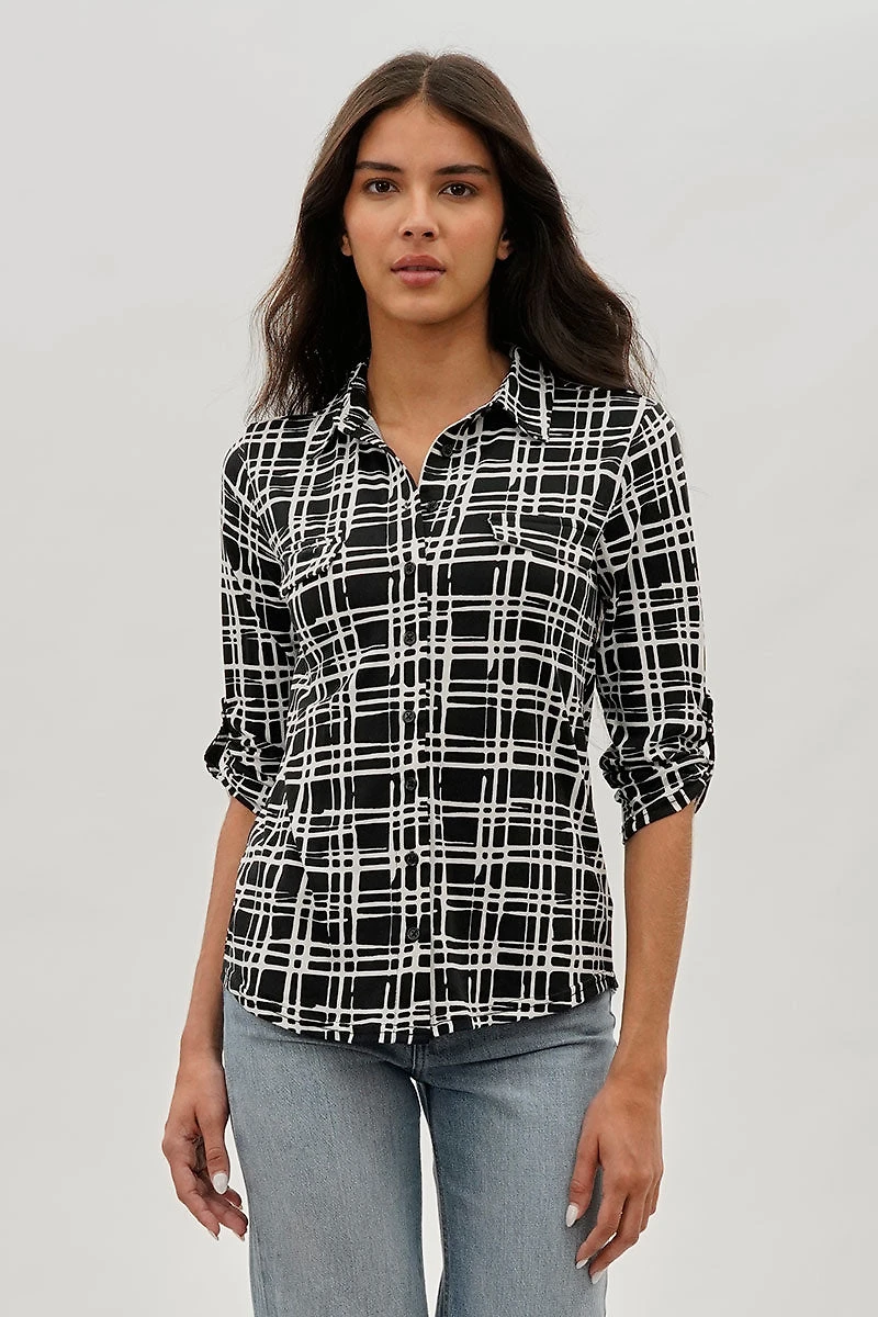 Majora Patterned Collared Blouse