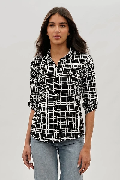 Majora Patterned Collared Blouse