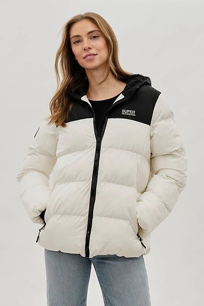 Super Triple Goose Colour Block Bomber Jacket - White