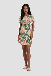 Short Sleeve Printed Day Dress - Multi