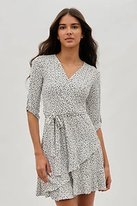 International INC Company Belted Polka Dot Print Day Dress - White
