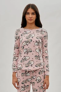 Canada Weather Gear Pug Print Crewneck Pajama Top - Pink