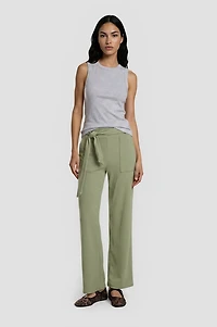 High Waisted Tie Around Pants - Green