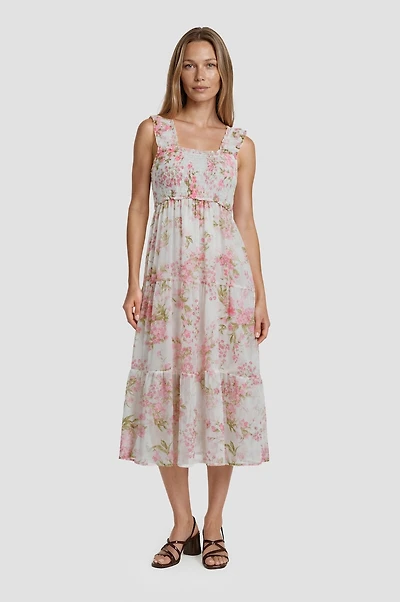 Smocked Tiered Midi Dress