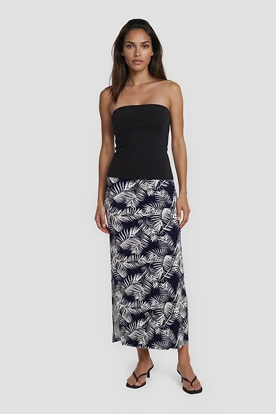 Printed Summer Maxi Skirt - Navy
