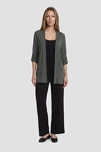 Open Cardigan With Pockets - Green