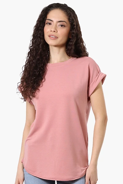Sport Basic Cuffed Sleeve Tee - Pink