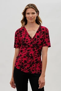 Beechers Brook Floral V-Neck Blouse - Red