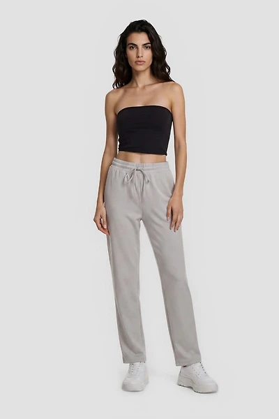 Tie-Up Straight Sweatpants - Grey