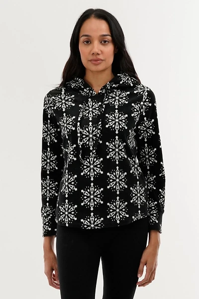 Canada Weather Gear Festive Print Hooded Pajama Top