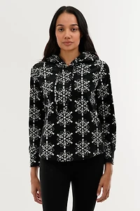 Canada Weather Gear Festive Print Hooded Pajama Top