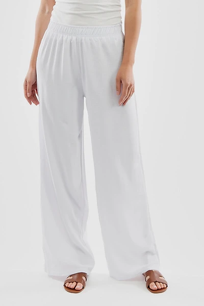 Vintage Solid Basic Palazzo Pants - White
