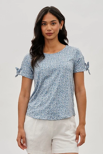 International INC Company Floral Tie Sleeve Tee