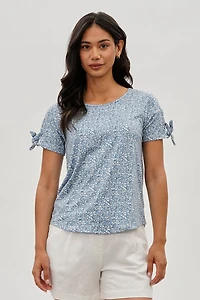 International INC Company Floral Tie Sleeve Tee