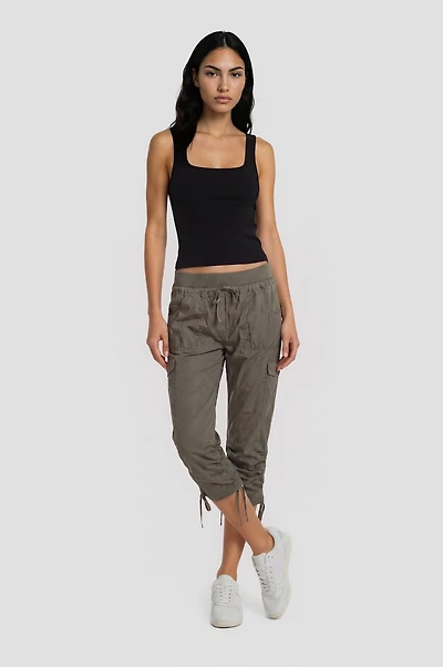 Cotton Stretch Capris - Olive