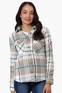 Canada Weather Gear Plaid Fleece Button Up Lightweight Jacket - Mint