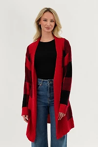 Canada Weather Gear Plaid Fold Over Wrap Cardigan