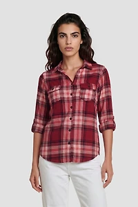Plaid Button Up Shirt - Red