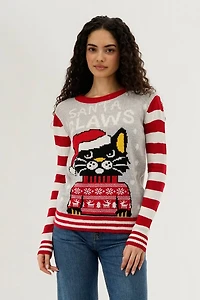 Festive Santa Claws Christmas Sweater - Red