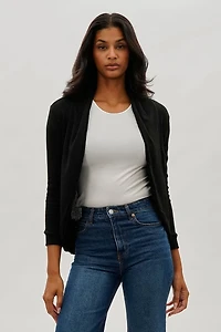 Fahrenheit Waffle Knit 3/4 Sleeve Cardigan