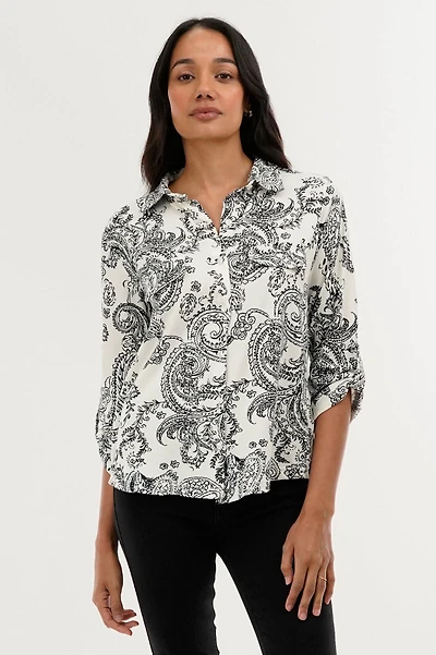 International INC Company Paisley Print Button Down Shirt - White