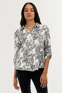 International INC Company Paisley Print Button Down Shirt - White