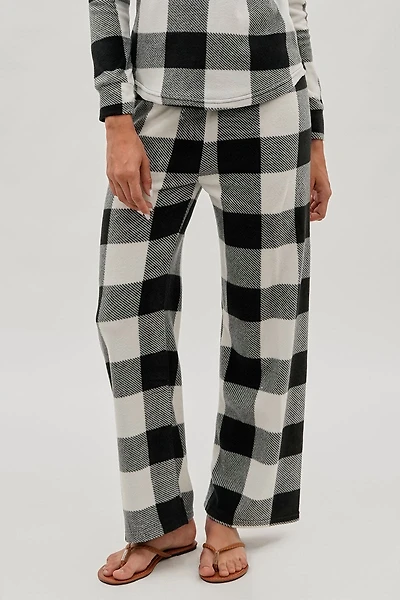 Canada Weather Gear Plaid Print Wide Leg Pajama Pants - White