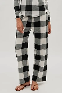 Canada Weather Gear Plaid Print Wide Leg Pajama Pants - White