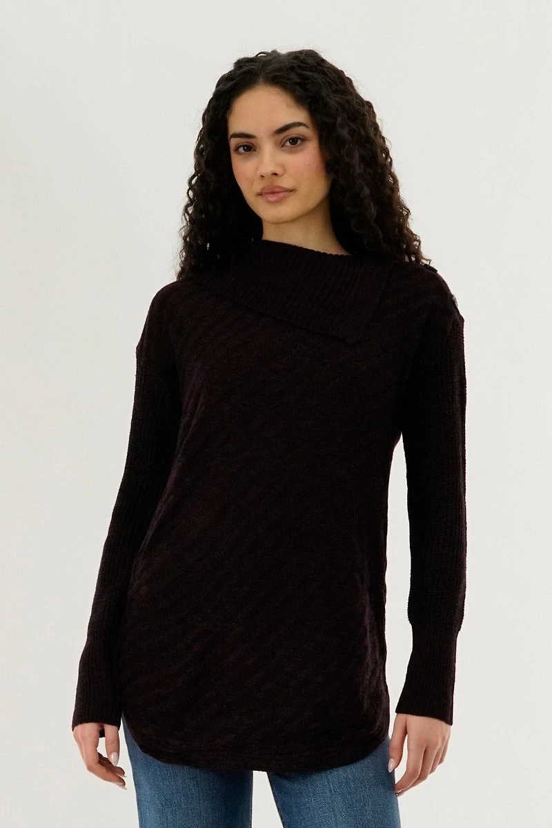 Beechers Brook High Neck Pullover Sweater - Burgundy