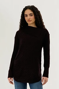 Beechers Brook High Neck Pullover Sweater - Burgundy