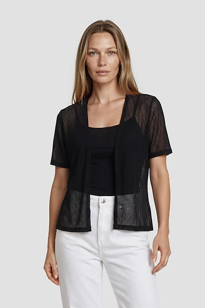 Short Sleeve Open Mesh Cardigan