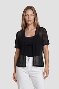 Short Sleeve Open Mesh Cardigan