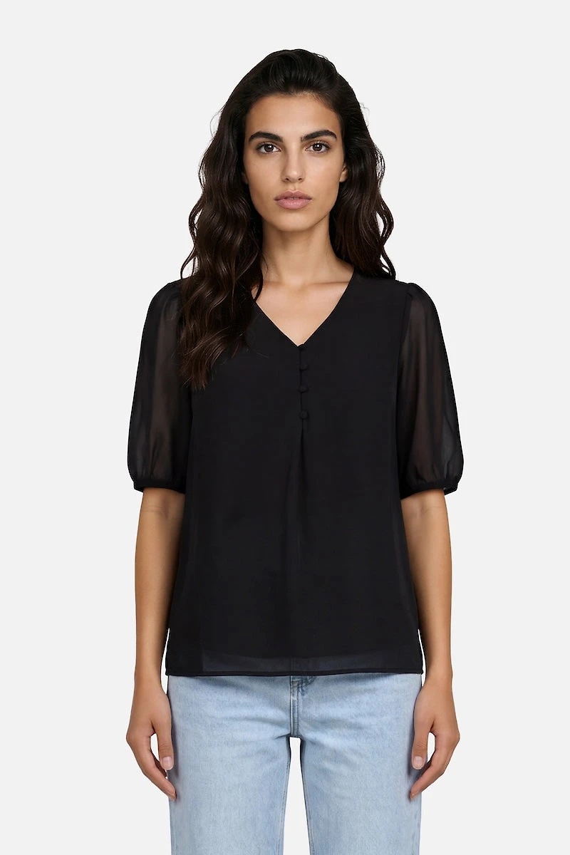 Short Sleeve Top With Buttons