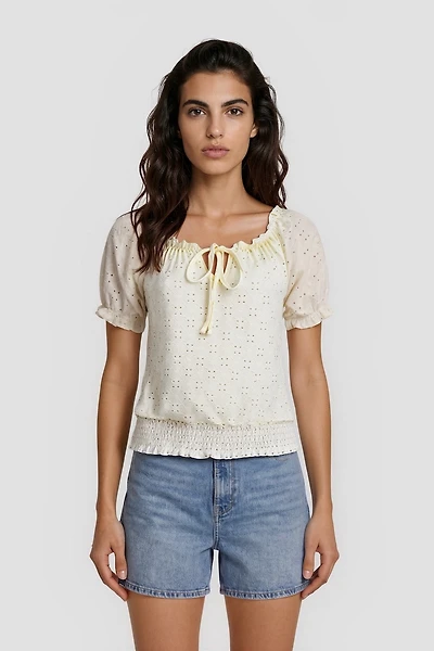Bell Sleeve Ruffle Shirt - White
