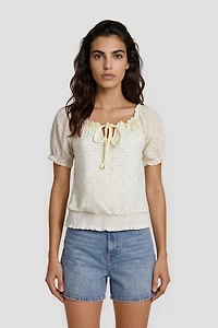 Bell Sleeve Ruffle Shirt - White