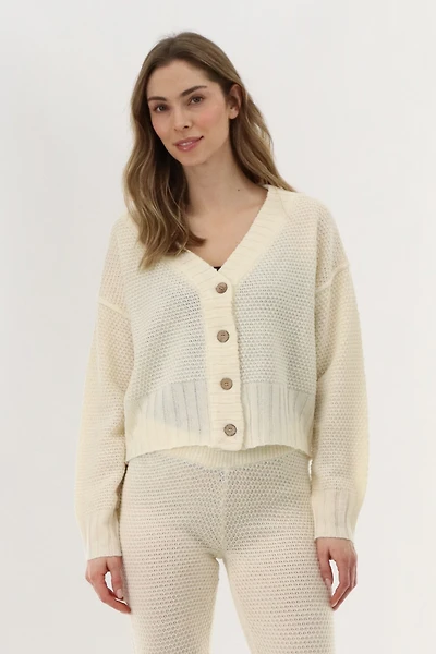 Runaway Bay V-Neck Knit Cardigan - Cream