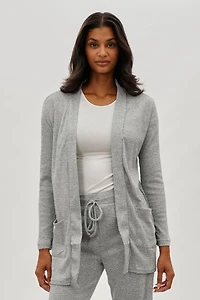 Fahrenheit Open Front Waffle Knit Cardigan
