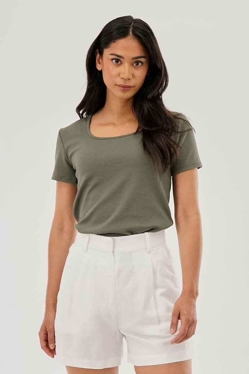 Runaway Bay Square Neck Tee - Olive