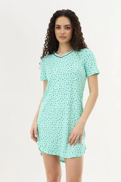Heart Print Tunic Pajama Top