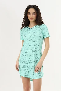 Heart Print Tunic Pajama Top