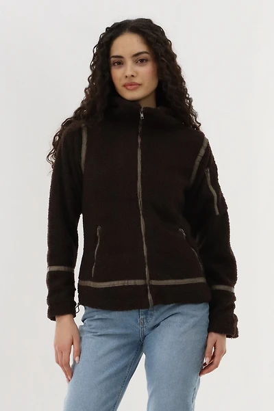 Sherpa Contrast Lightweight Jacket - Brown